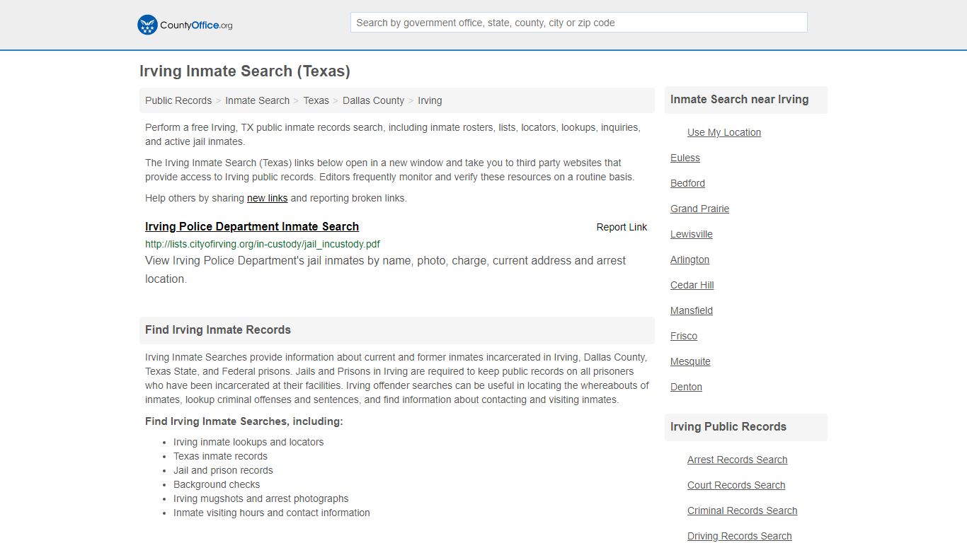 Inmate Search - Irving, TX (Inmate Rosters & Locators)
